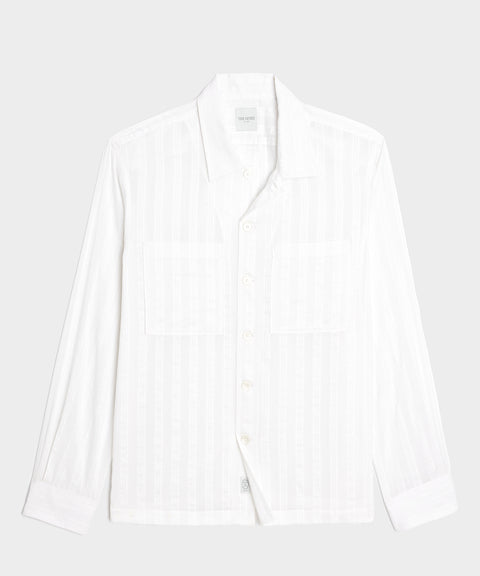 Relaxed Cotton-Silk Jacquard Camp Collar Shirt