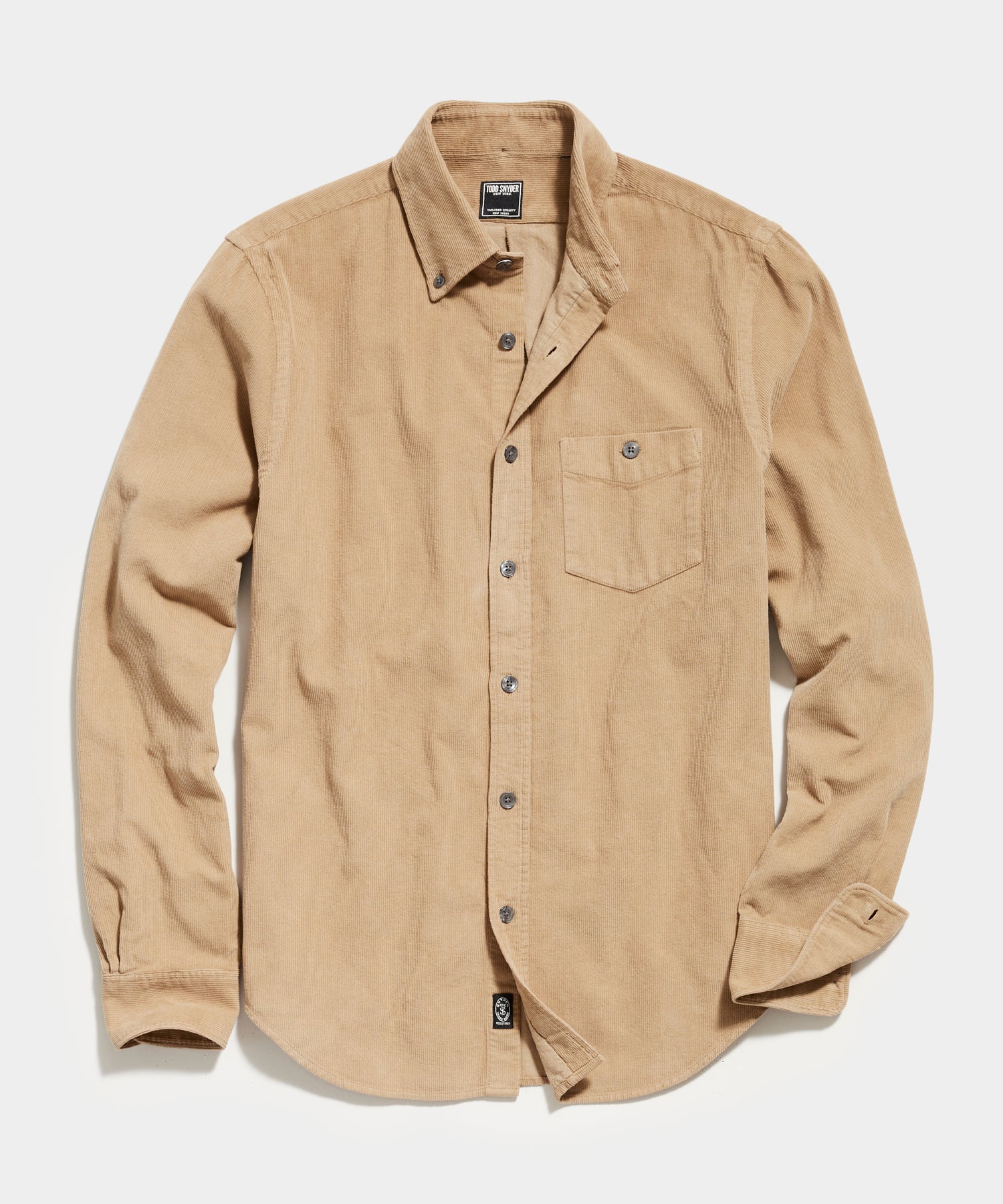 Fine Corduroy Long Sleeve Button Down Shirt in Safari Tan