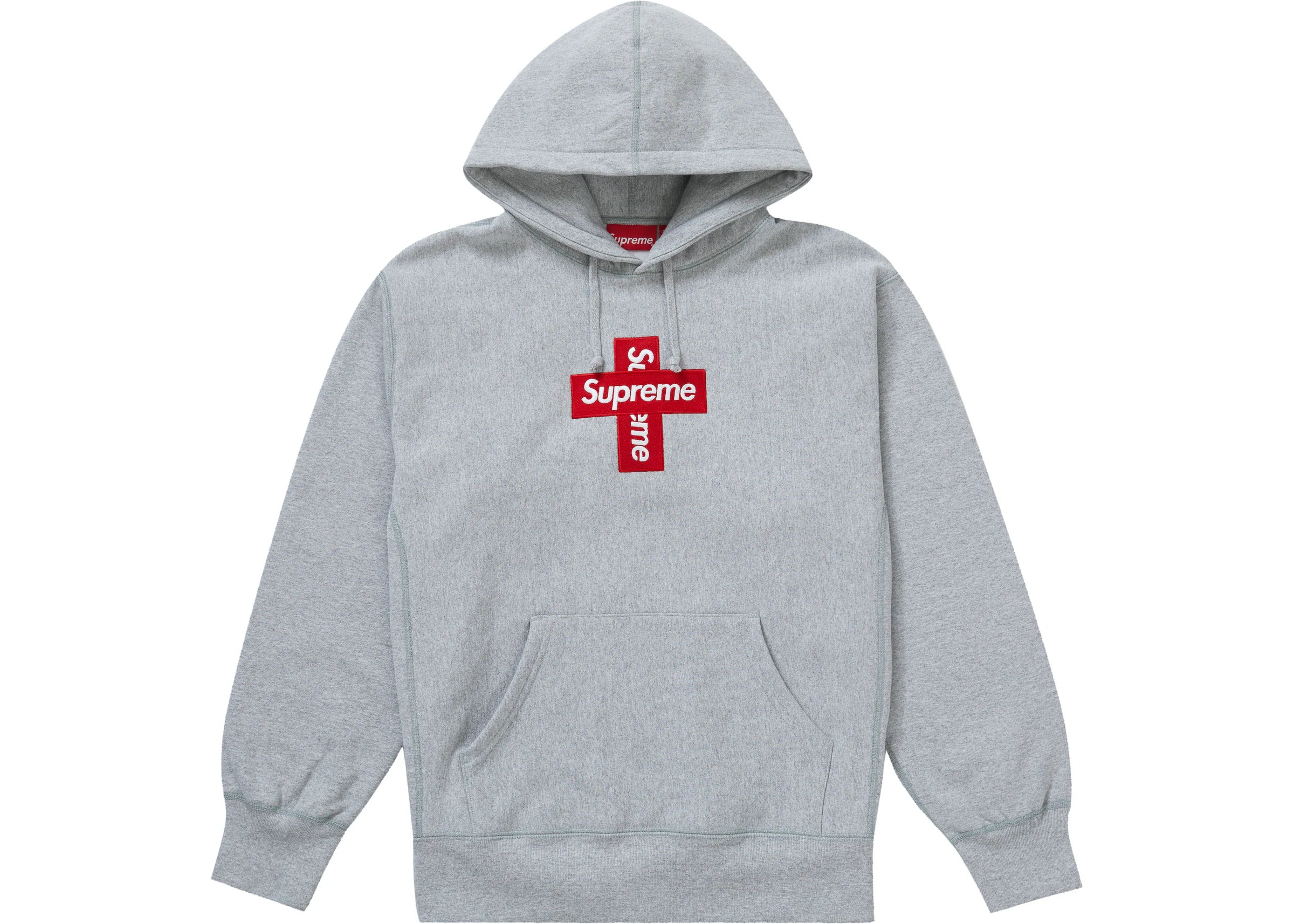 Supreme Cross Box Logo Hooded Sweatshirt Heather Grey – Grandeur