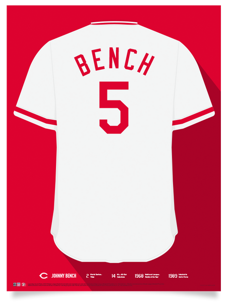 Reds Johnny Bench Jersey Print 