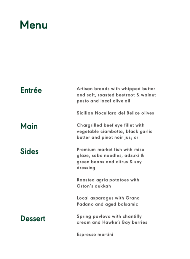 font for menu 
