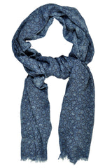 Luigi Borrelli Scarf Royal Collection Navy Blue Floral