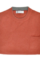 Brunello Cucinelli Sweater Men Coral Red Pocket