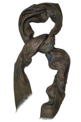 Corneliani Cashmere Scarf Paisley Brown