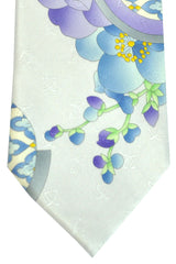 Leonard Tie Silver Gray Purple Floral Necktie