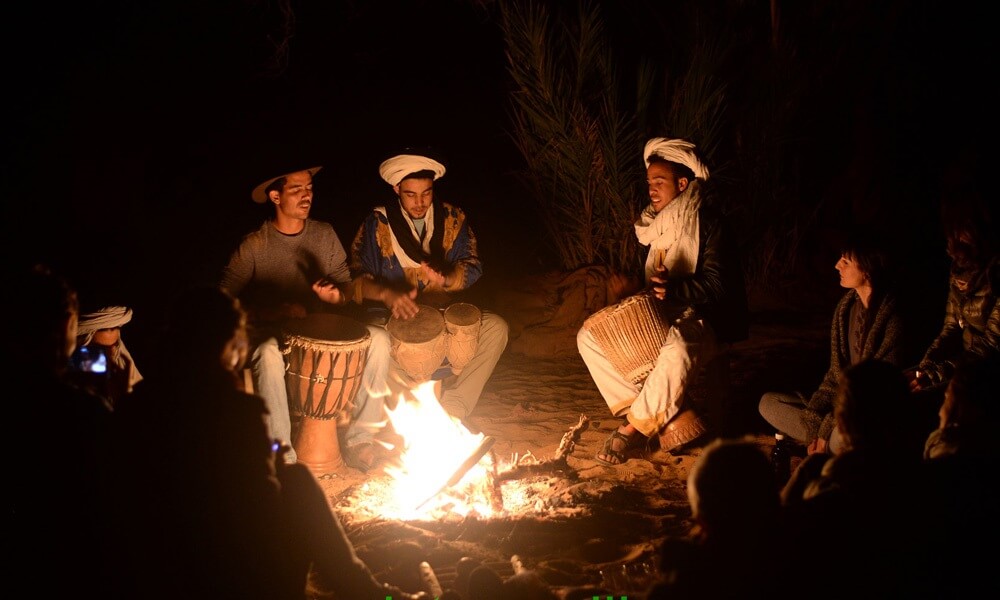 rockers in the moroccan desert at night