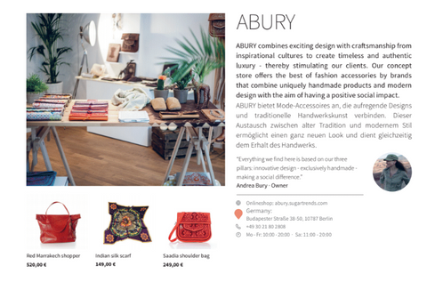 EUROWINGS Booklet_March 2018_Berlin Shopping_ABURY_sustainable fashion_ABURY showroom_Indian silk scarf_Leather Berber bag