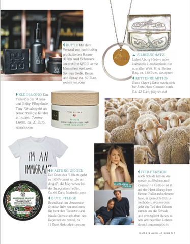 LIVING AT HOME MAGAZINE_CHARITY_MARCH 2019_ABURY_SUSTAINABLE FASHION_HANDMADE LEATHER MINI BERBER BAG
