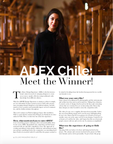 ELUXE MAGAZINE ISSUE 17 FEBRUARY 2019 ABURY DESIGN EXPERIENCE ADEX 2018 PATRICIA QUIROGA LOPEZ HANDMADE CHILEAN FASHION ALPACA WOOL