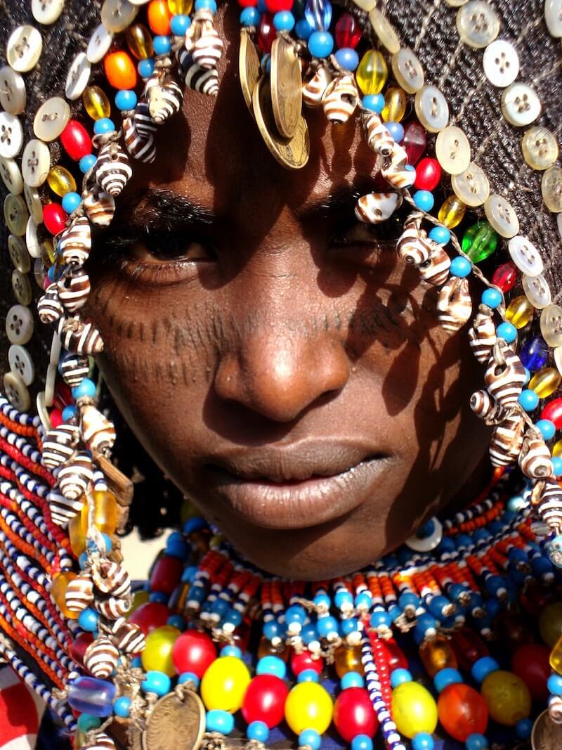 close up of an ethiopian tribe woman with ornament 