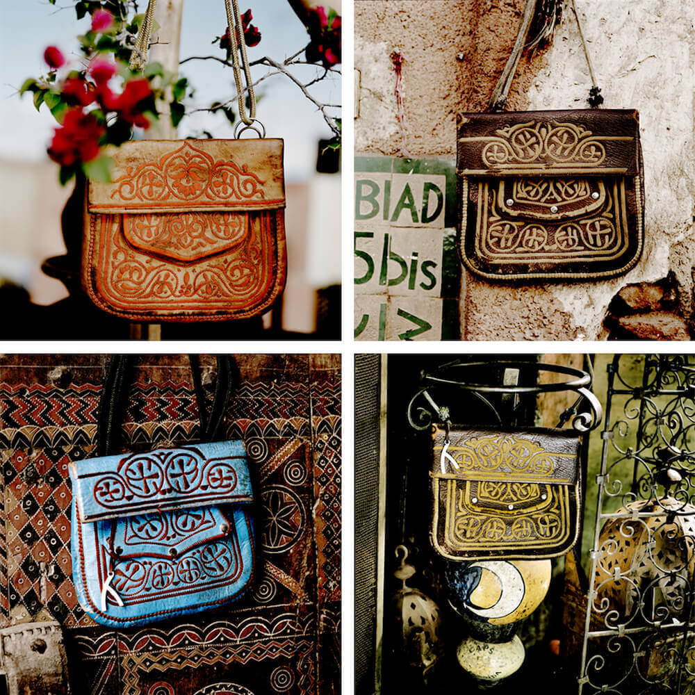 mosaic of vintage berber bags