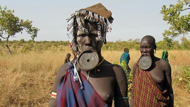 woman from an ethiopian tribe with a lip adornement