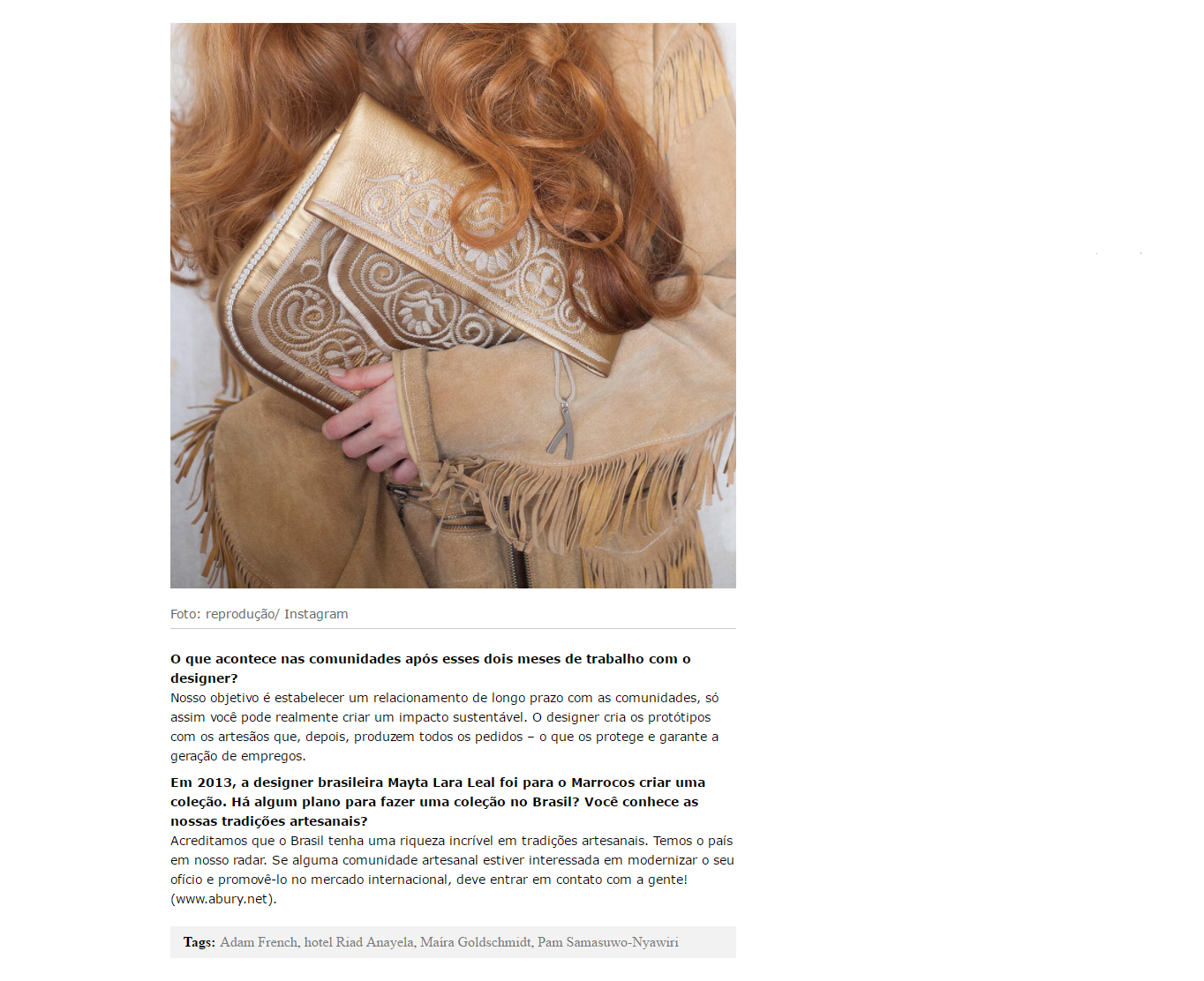 ABURY straw clutch and leather Berber bag featured in Harper's Bazaar Brasil Blog 
