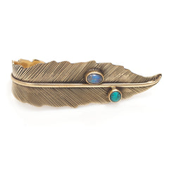  Gemstone Brass Feather Ring