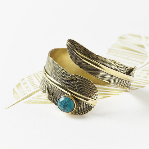 Turquoise Feather Cuff