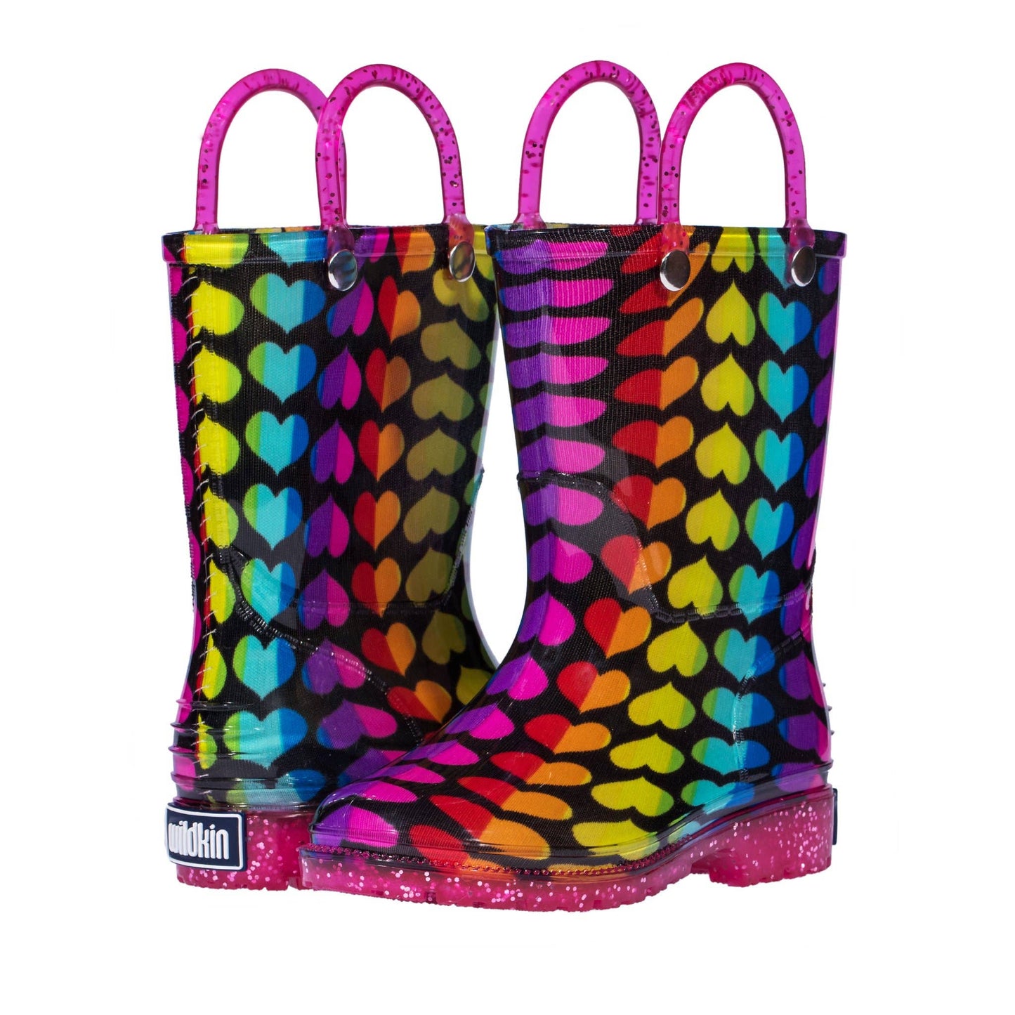 Rainbow Hearts Rain Boots Size 5