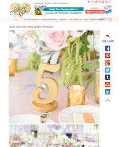 blog feature of gold wedding table numbers