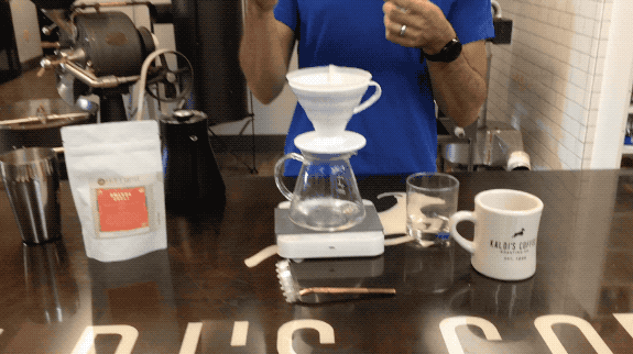 Putting a Divot in the Grounds of a V60 Pour Over Coffee Bed