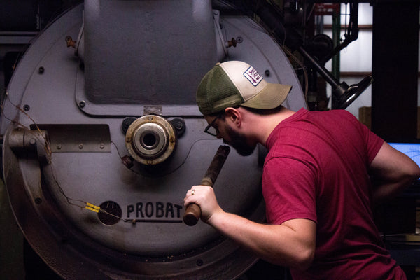 Using the Trier to Dial in Roasted Coffee on our vintage Probat Coffee Roaster