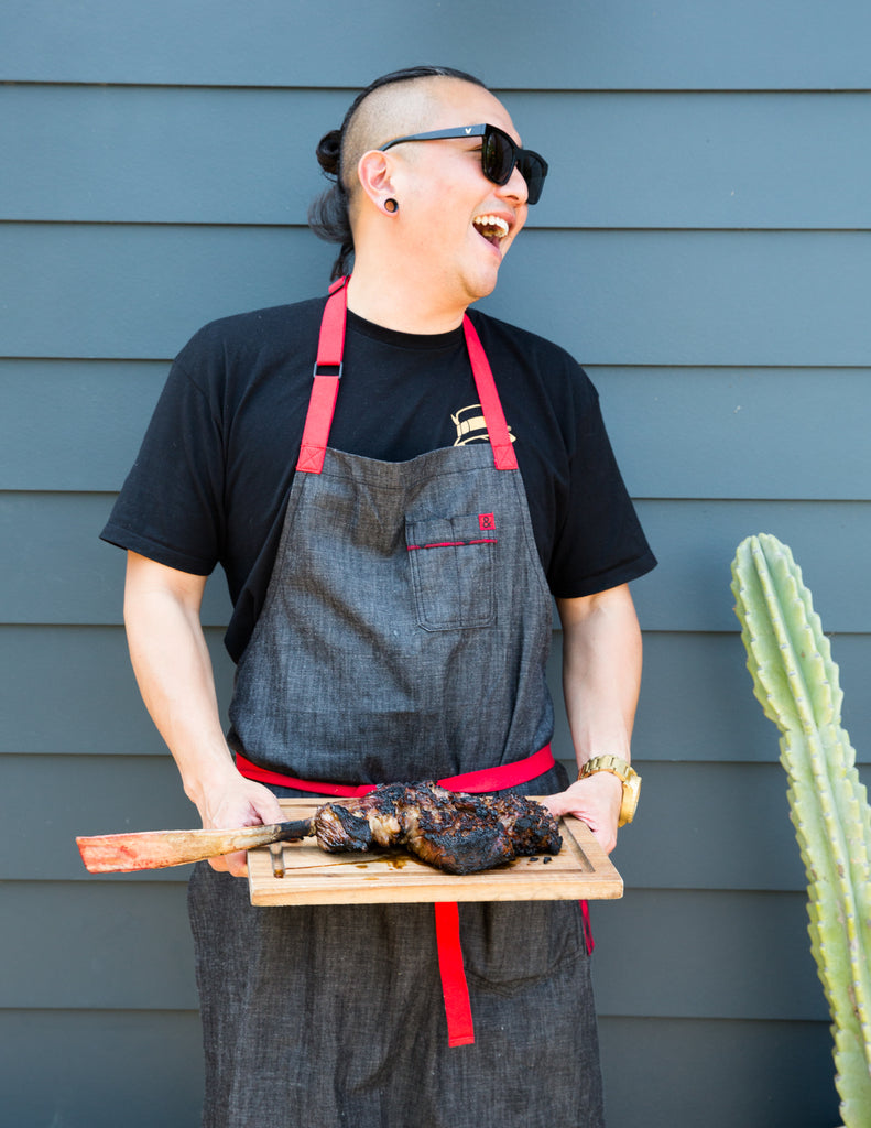 Chef Chris Oh of Hanjip grills up a tomahawk steak