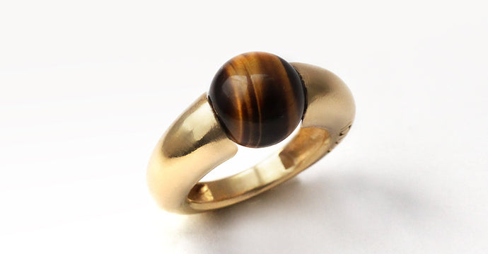 sweet and colourful Tiger eye gemstone ring in gold or sterling silver