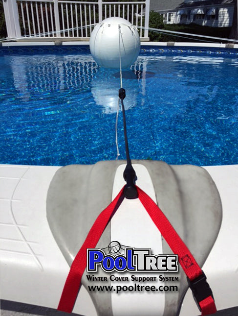 Pooltree system, pool tree system, winter cover system, aboveground pools, above ground pool, pool pillow, pool cover, mesh cover, pool closing, pool winterization, support system, swimming pool, winter pool cover, winterizing, air pillow, pool accessory, round pool, cover pillow, pool equipment, swimline, in the swim, pool mate, pillow pal, swim central, porous cover, pool pump, pool winter cover, pool cover support, round pool cover, round winter cover, pool closing kit