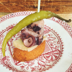 Octopus in Olive Oil with Guindilla Pepper & Basque Cheese Pintxo