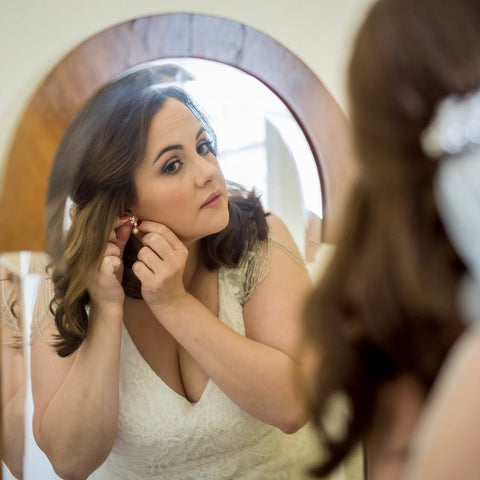 Real Bride Wearing Hetty Earrings