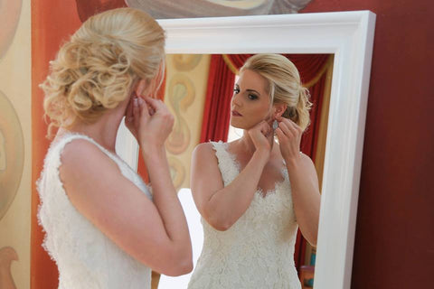 Real Bride wears Marguerite Earrings