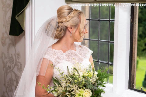 Real bride Vicky wearing Jodie earrings