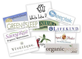 Collage of logos of organic mattress companies