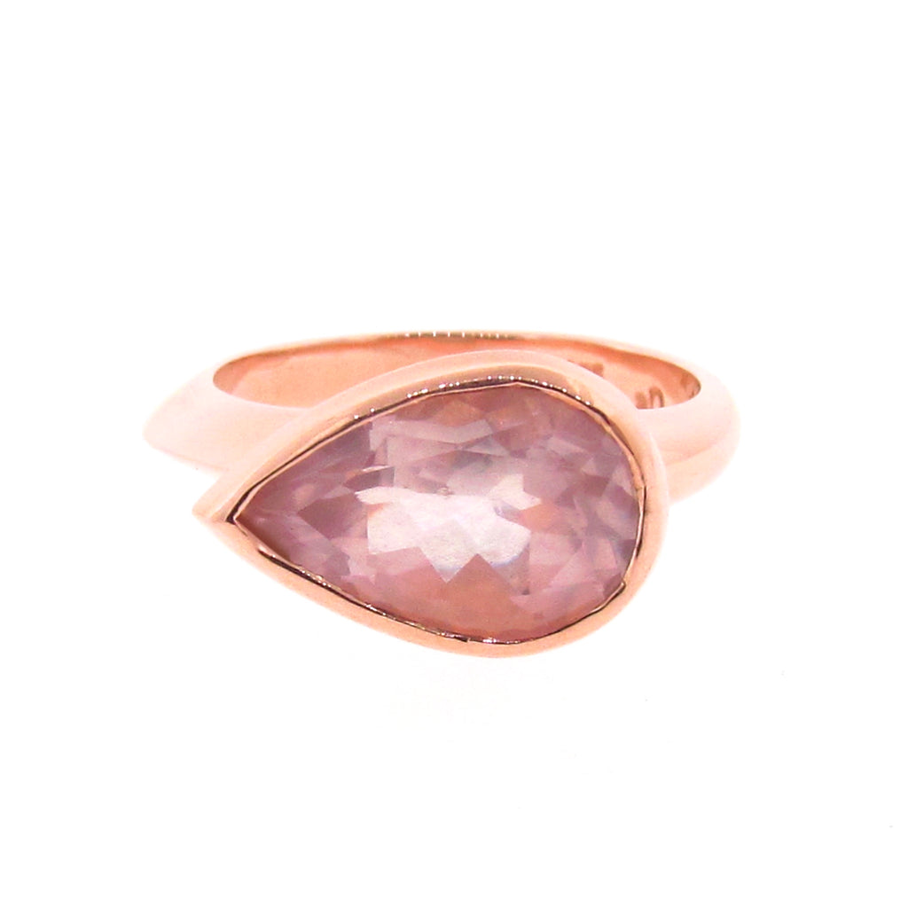 Rose Gold Simplicity Pear Rose Quartz Ring
