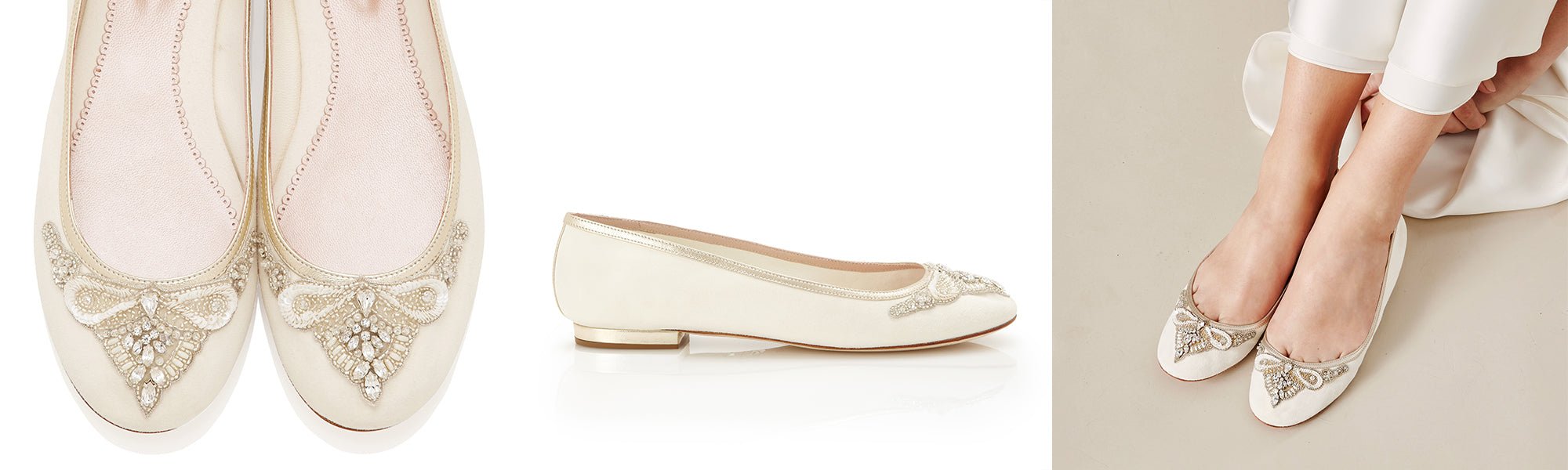 Carrie Flat Embellished Bridal Pumps for Your Wedding Day
