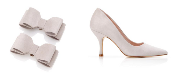 Emmy London Vapour Grey Shoe Clips and Pointed Court Shoes for Royal Ascot