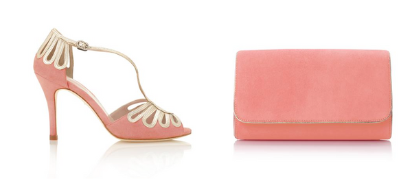 Coral Leila Shoes and Clutch Bag by Emmy London
