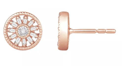 Emmy London 9ct Rose Gold & 0.15ct Diamond Round Earrings