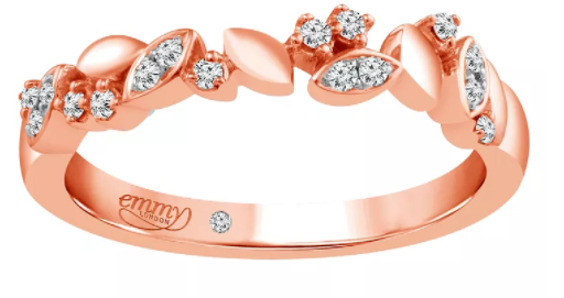 Emmy London 18 Carat Rose Gold 1/10 Carat Diamond Set Ring