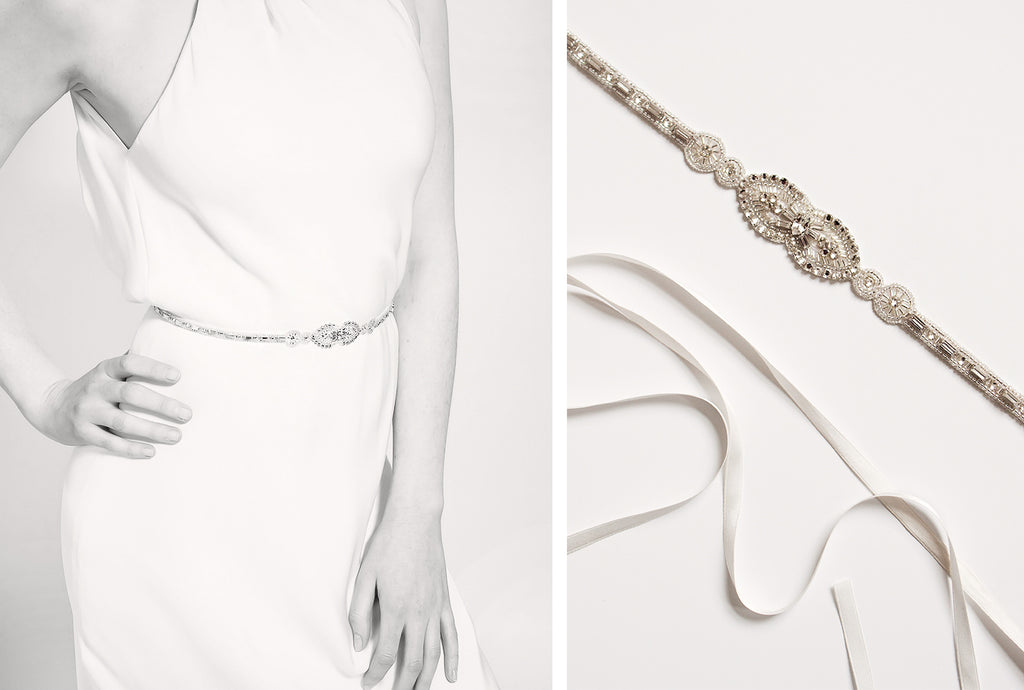 Emmy London Teardrop Bridal Belt Available online and in the Emmy London Chelsea Boutique