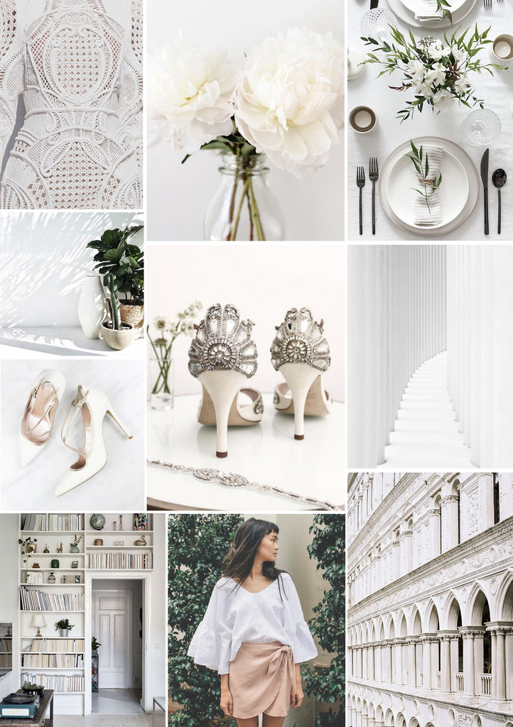 Wimbledon inspired Mood board with fresh white colours and cool style 