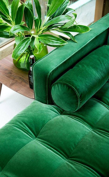Green sofa and vase