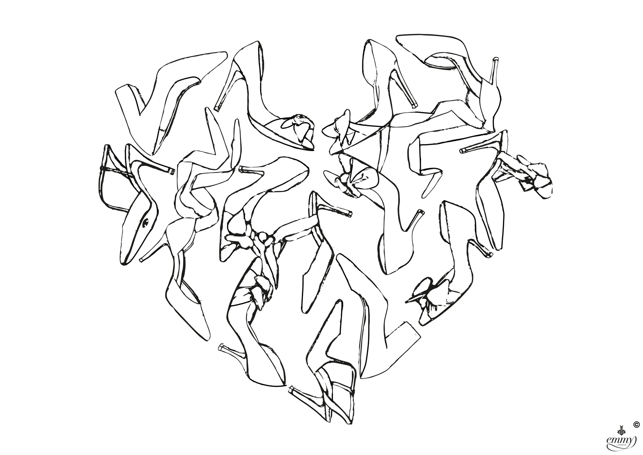 SHoe Heart Colouring Page By Emmy London