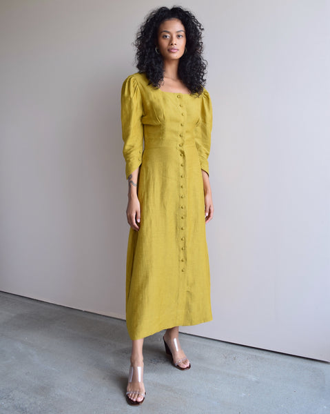 mustard silk dress