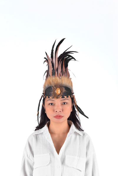 Indian Feather Headdress Native American Inspired Warbonnet Headban Theworldoffeathers