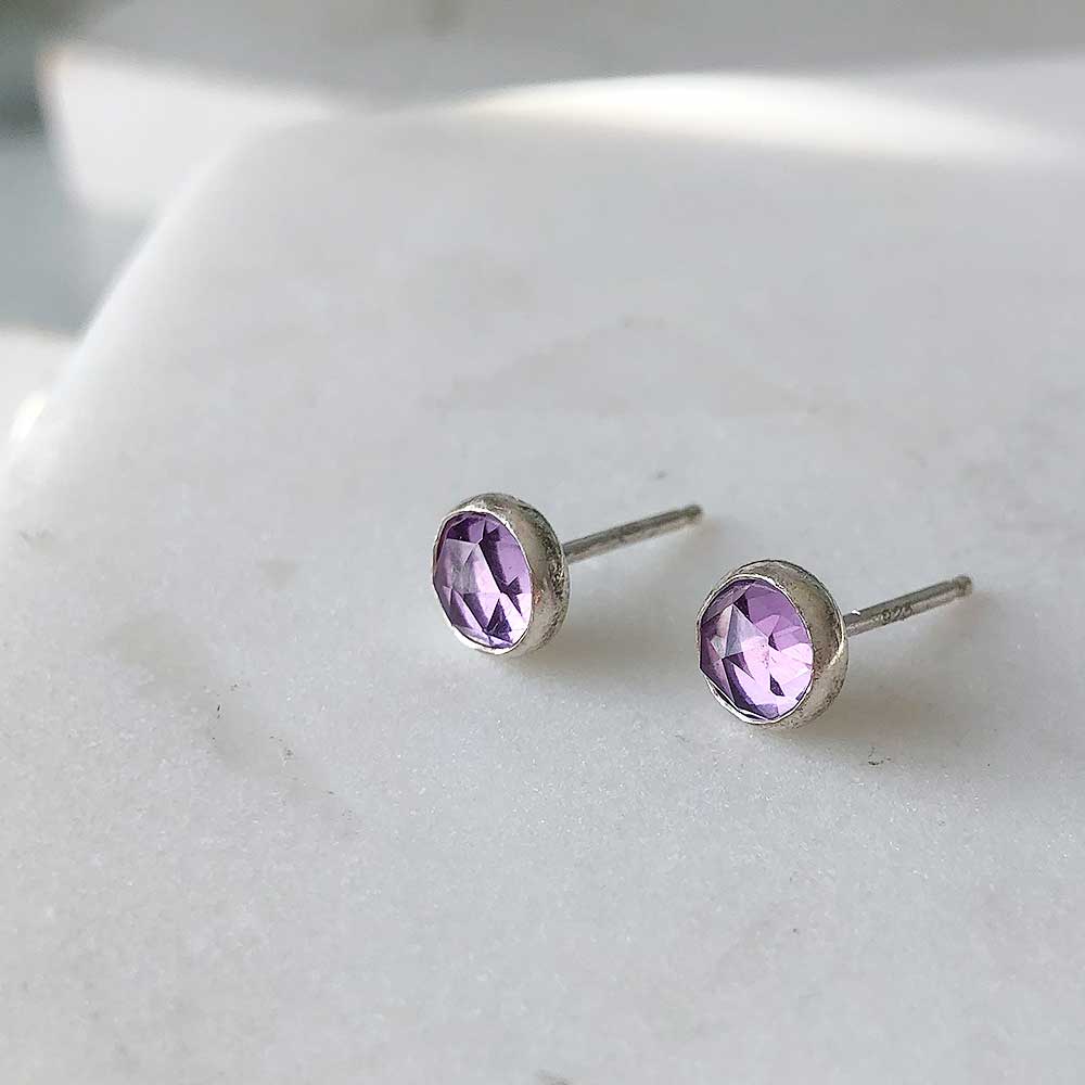 amethyst sterling silver stud earrings