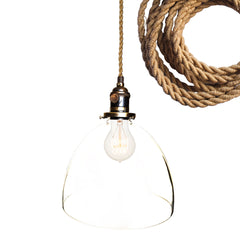 Rustic Ship Rope 8" Clear Shade Pendant Light