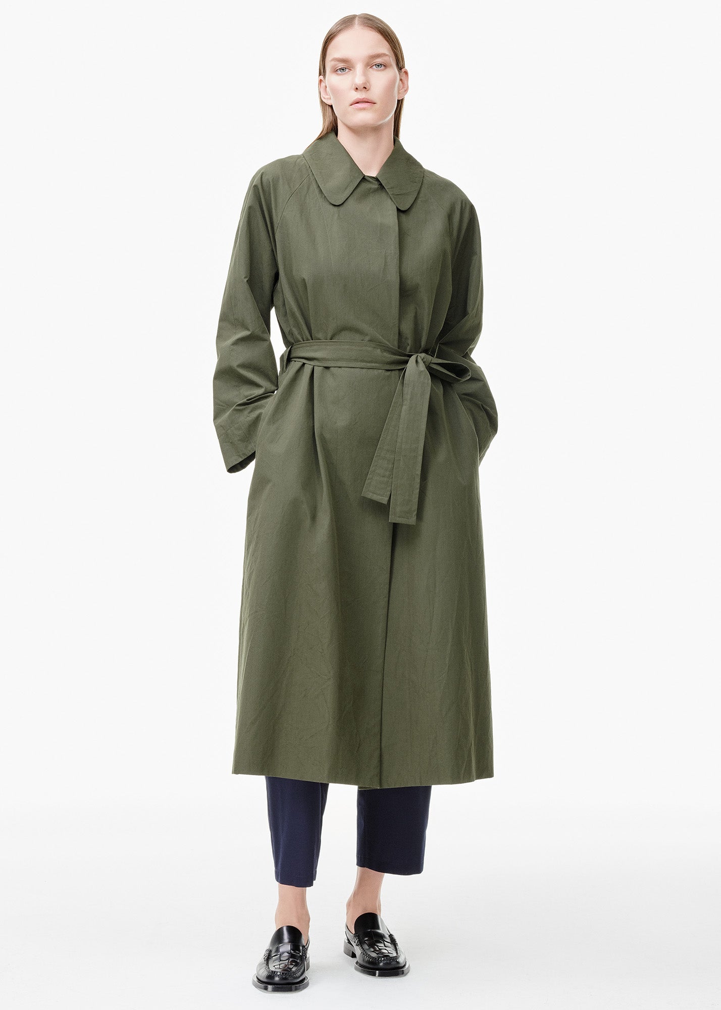 Long Trench Coat Forest Green - TIINA the STORE