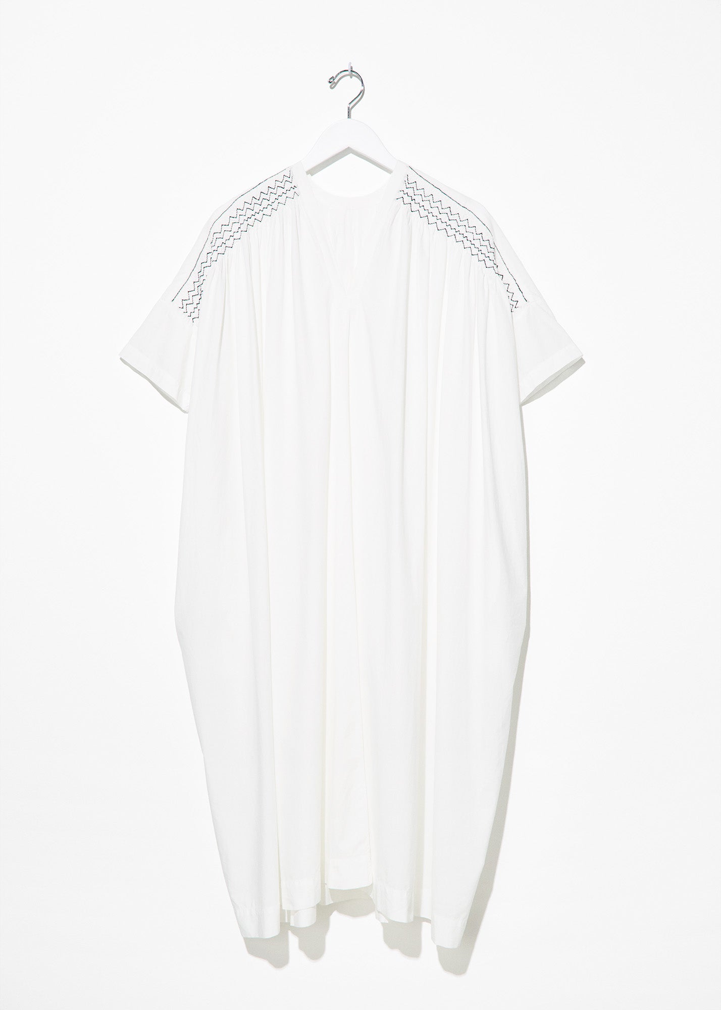 V-Neck Smocking Dress Off White - TIINA the STORE