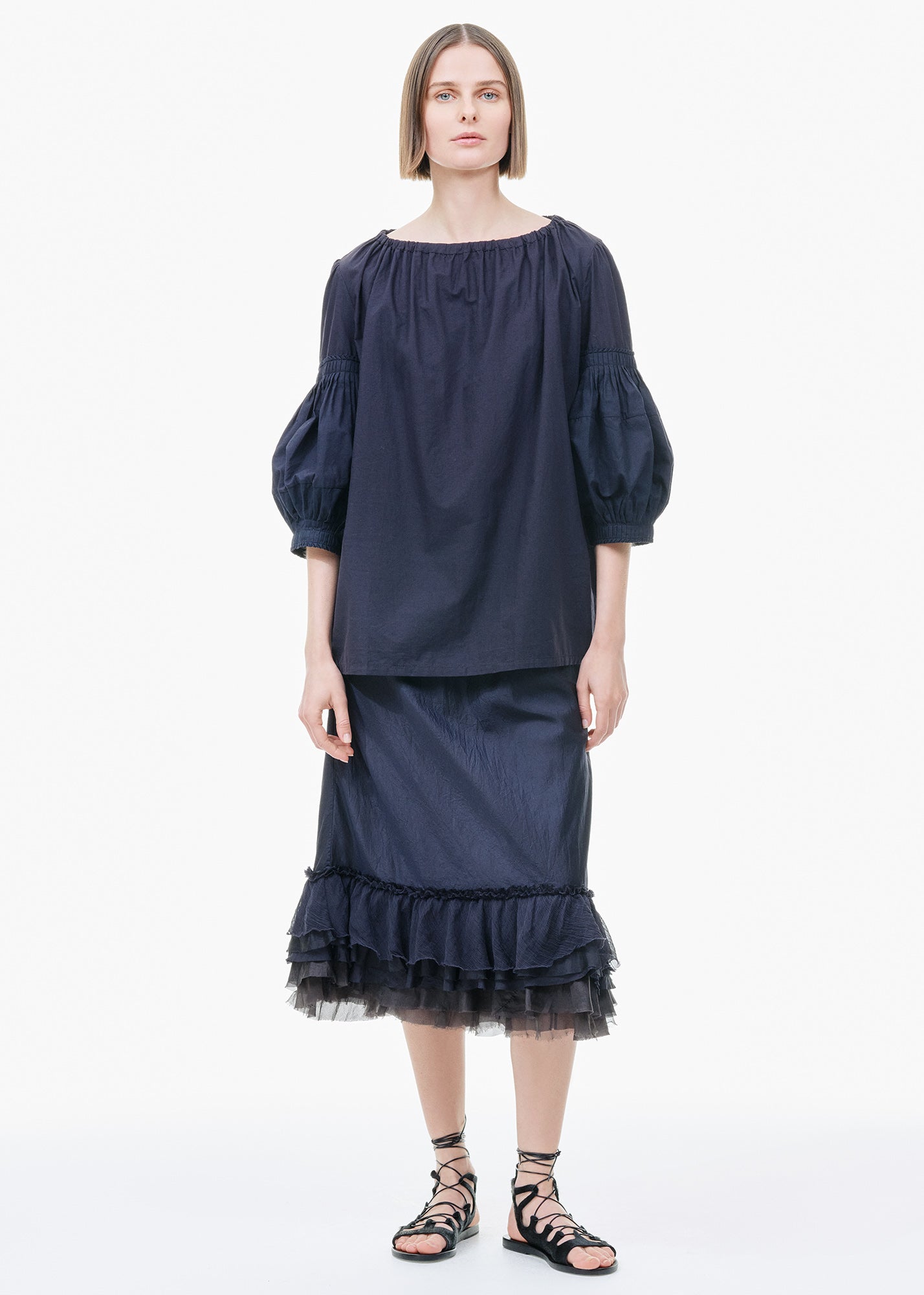 Long Ruffle Skirt Midnight - TIINA the STORE