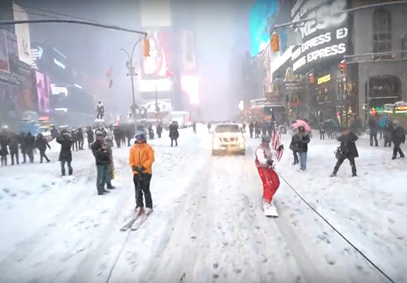 CaseyNeistat snowboards NYC