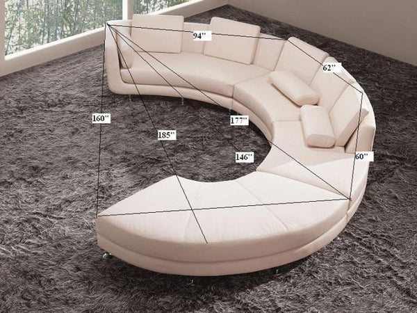 divani casa a94 - white leather sectional sofa set